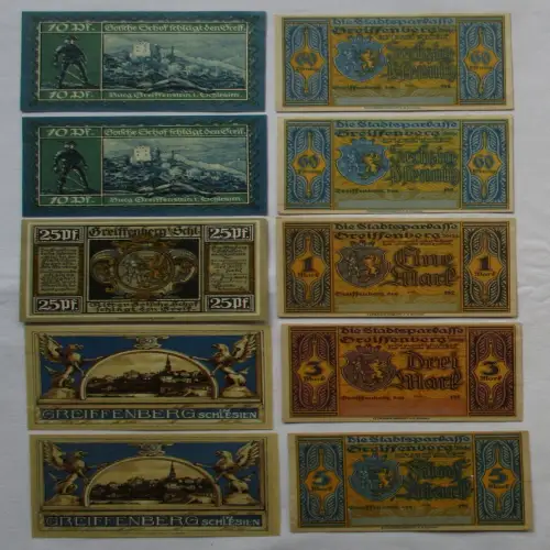 10 Banknoten Notgeld Stadt Greiffenberg Gryfow Sl. in Schlesien 1920 (101048)