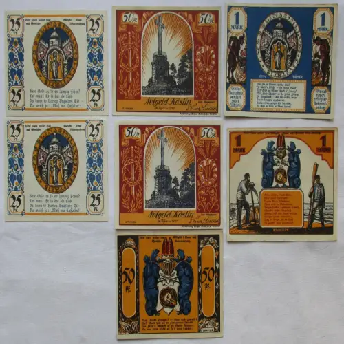 7 Banknote Notgeld Stadt Kölin Koszalin in Pommern 1921 (111902)