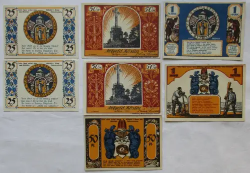 7 Banknote Notgeld Stadt Kölin Koszalin in Pommern 1921 (111902)