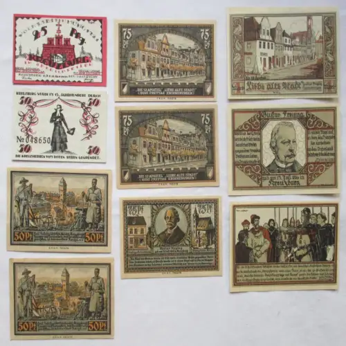 10 Banknoten Notgeld Stadt Kreuzburg in Oberschlesien 1921 (113808)