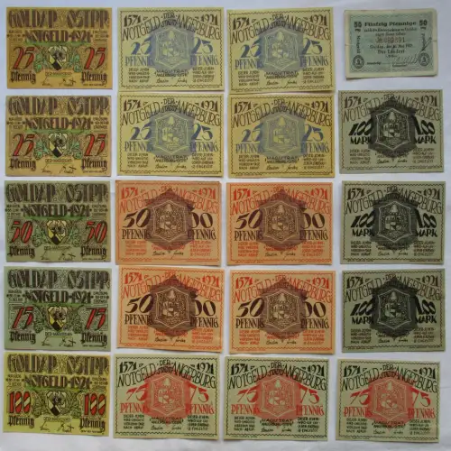20 Banknoten Notgeld Stadt Goldap und Angerburg in Ostpr. 1917/1921 (113368)
