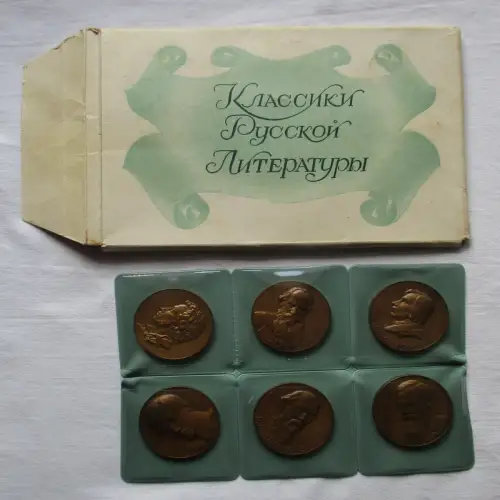 6 Bronze Medaillen "Klassische russische Dichter" im Originalschuber (109189)
