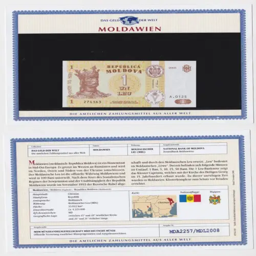 1 Leu Banknote Moldawien 2005 kassenfrisch UNC (150524)