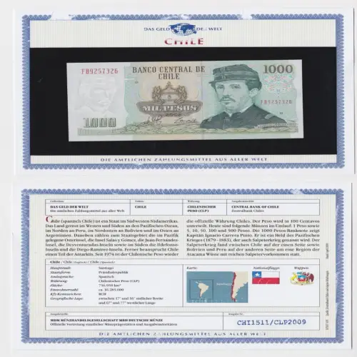 1000 Pesos Banknote Chile 2002 kassenfrisch UNC (155699)