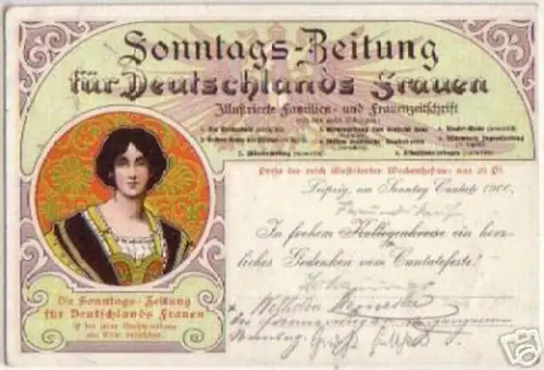14063 Reklame Ak Lithographie Sonntags Zeitung 1900