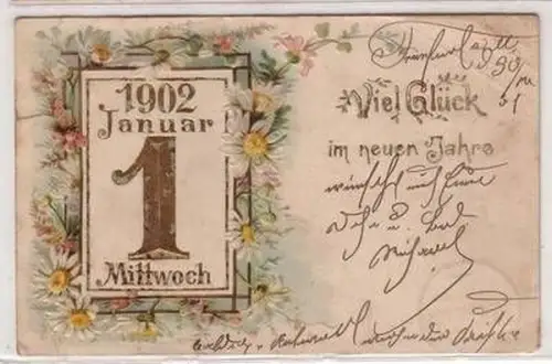 02256 Präge Neujahrs Ak Mittwoch 1. Januar 1902