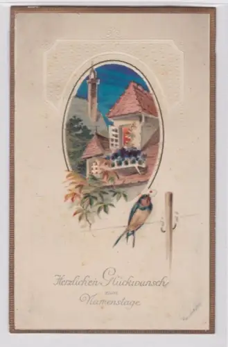 98818 geprägte Ak Herzlichen Glückwunsch zum Namenstag um 1915