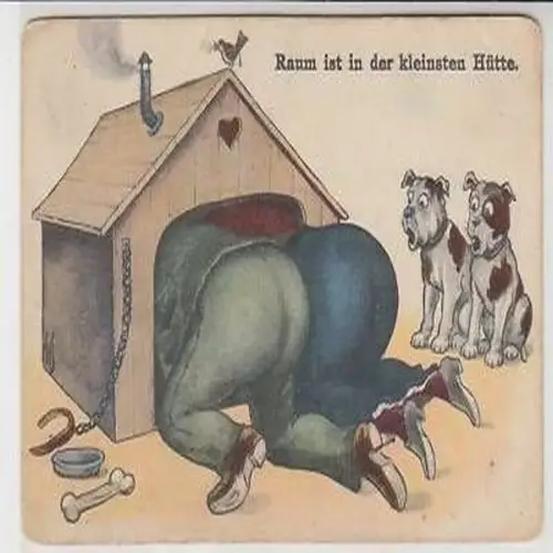 42928 Humor Ak "Raum ist in der kleinsten Hütte"um 1920