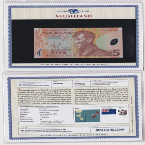 5 Dollar Banknote Neuseeland New Zealand kassenfrisch UNC (155190)