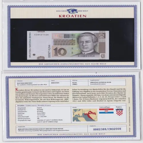10 Kuna Banknote Kroatien Hrvatska Juraj Dobrila kassenfrisch UNC (159353)