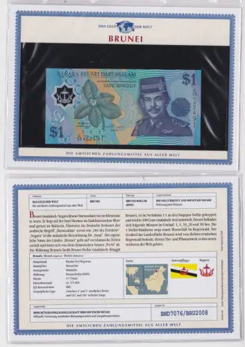 Satu Ringgit 1 Dollar Banknote Brunei kassenfrisch UNC (153401)