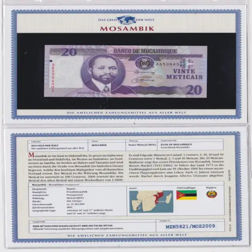 20 Neue Metical MZN Banknote Mosambik Mocambique 2006 kassenfrisch UNC (156377)