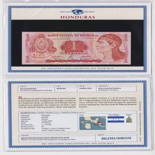 1 Lempira Banknote Honduras 2000 kassenfrisch UNC (155324)