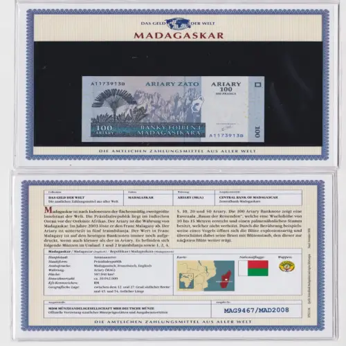 100 Ariary Banknote Madagaskar Madagasikara 2004 kassenfrisch UNC (159286)