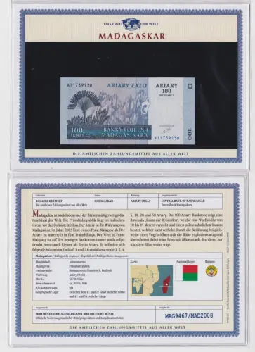 100 Ariary Banknote Madagaskar Madagasikara 2004 kassenfrisch UNC (159286)