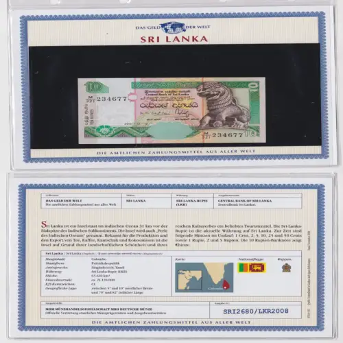 10 Rupien Banknote Sri Lanka 2001 kassenfrisch UNC (157344)