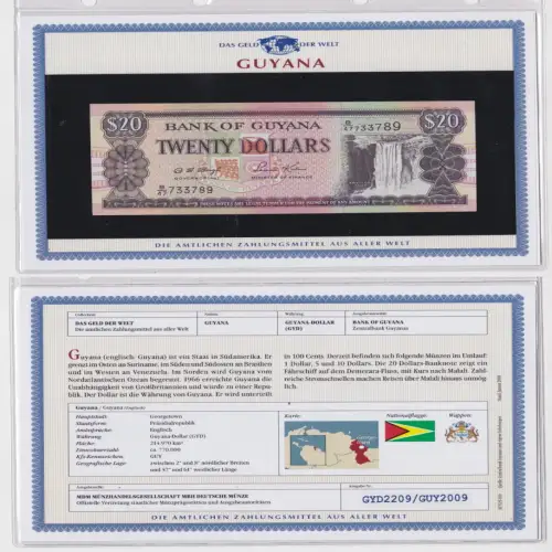 20 Dollar Banknote Bank of Guyana kassenfrisch UNC (150375)