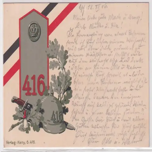 14094 Regiments Ak  Kgl. Sächs. Infanterie-Regiment Nr. 416, um 1916