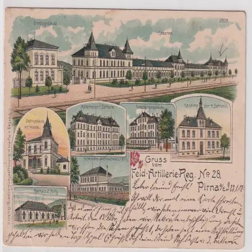 48618 Ak Lithographie Pirna Kgl. Sächs. 2. Feldartillerie-Regiment Nr. 28, 1908