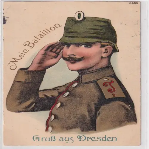 93137 Präge Ak Gruß aus Dresden "Mein Bataillon 7.kgl sächs." 1915