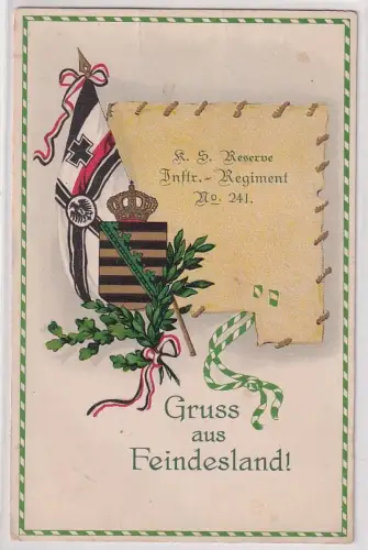 34907 Feldpost Ak Gruß aus Feindesland Reserve Infanterie Regiments 241, 1917