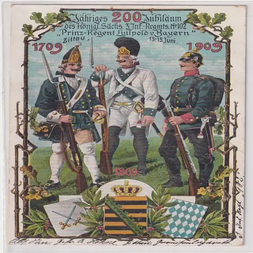 26834 Zittau 200 Jubiläum K.S.3.Inf.Regt.Nr102 "Prinzregent Luitpold von Bayern 