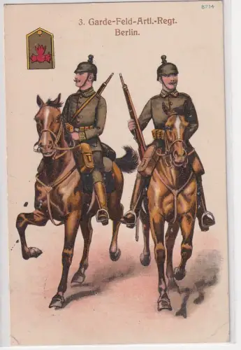 52587 Feldpost Ak 3.Garde Feld Artillerie Regiment Berlin 1916