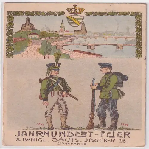 905347 Ak Dresden Jahrhundertfeier 2.K.S. Jäger Bataillon 13, 1909