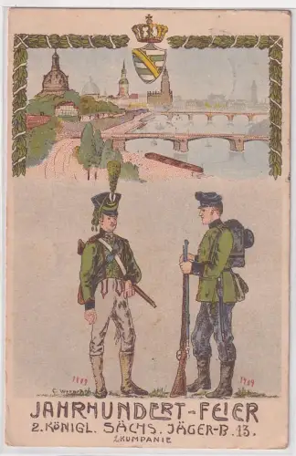 905347 Ak Dresden Jahrhundertfeier 2.K.S. Jäger Bataillon 13, 1909