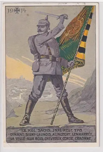 93921 Feldpost Ak Kamenz 13.kgl.sächs.Infanterie Regiment 178, 1915