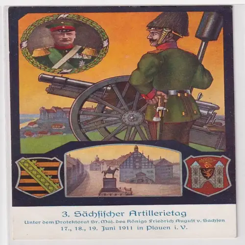 55569 Ak 3.Sächsischer Artillerietag in Plauen im Vogtland 1911