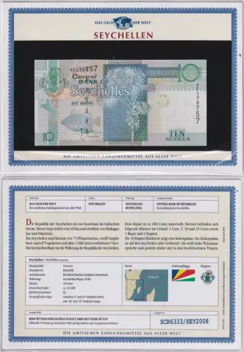 10 Rupien Rupees Banknote Seychellen Seychelles kassenfrisch UNC (170687)