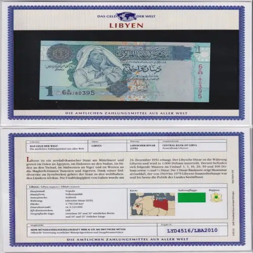 1 Dinar Banknote Libyen Libya kassenfrisch UNC (170061)