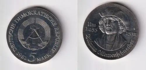 DDR Gedenk Münze 5 Mark Tilman Riemenschneider 1981 Stempelglanz (170340)