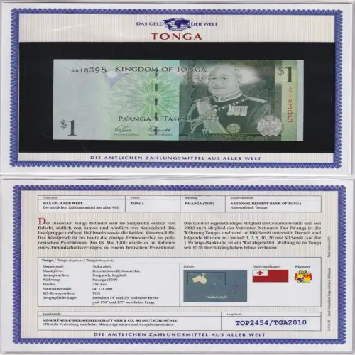 1 Paanga Pa´anga Banknote Tonga kassenfrisch UNC (170025)