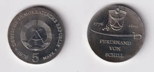 DDR Gedenk Münze 5 Mark Ferdinand von Schill 1976 Stempelglanz (170616)