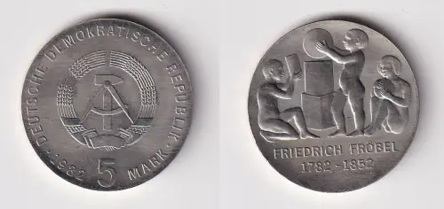 DDR Gedenk Münze 5 Mark Friedrich Fröbel 1982 Stempelglanz (170094)
