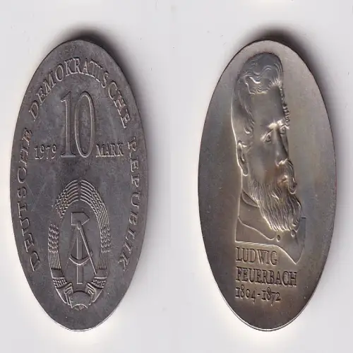 DDR Gedenk Münze 10 Mark Ludwig Feuerbach 1979 vz (170070)