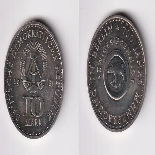 DDR Gedenk Münze 10 Mark 700 Jahre Münzprägung in Berlin 1981 (170420)