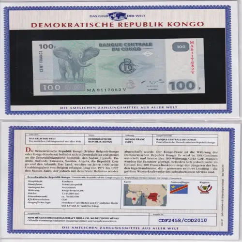100 Francs Banknote Demokratische Republik Kongo 2007 kassenfrisch UNC (170111)