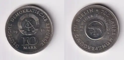 DDR Gedenk Münze 10 Mark 700 Jahre Münzprägung in Berlin 1981 (170692)