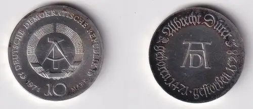 DDR Gedenk Silber Münze 10 Mark Albrecht Dürer 1971 Stempelglanz (170056)