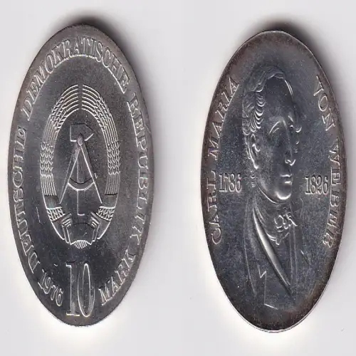 DDR Gedenk Münze 10 Mark Carl Maria von Weber 1976 Stempelglanz (170353)