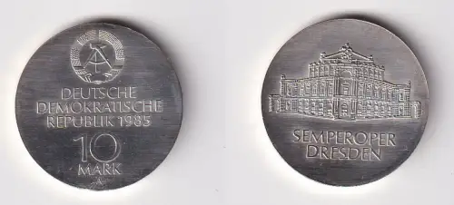 DDR Gedenk Münze 10 Mark Semperoper Dresden 1985 Silber Stempelglanz (170593)