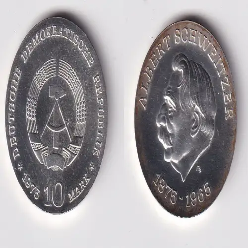 DDR Gedenk Münze 10 Mark Albert Schweitzer 1975 Stempelglanz (170222)