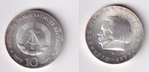 DDR Gedenk Silber Münze 10 Mark Ludwig van Beethoven 1970 (170170)