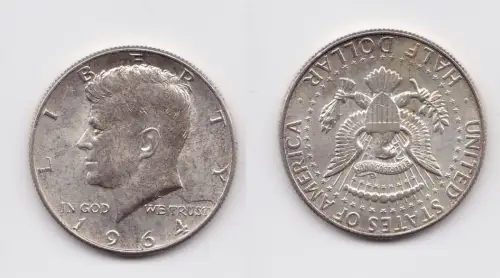 1/2 Dollar Silber Münze USA 1964 vz (156673)
