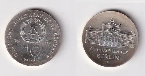 DDR Gedenk Münze 10 Mark Schauspielhaus Berlin 1987 Silber Stempelglanz (170753)