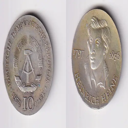 DDR Gedenk Silber Münze 10 Mark Heinrich Heine 1972 Stempelglanz (170275)