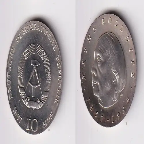 DDR Gedenk Silber Münze 10 Mark Käthe Kollwitz 1967 Stempelglanz (170019)
